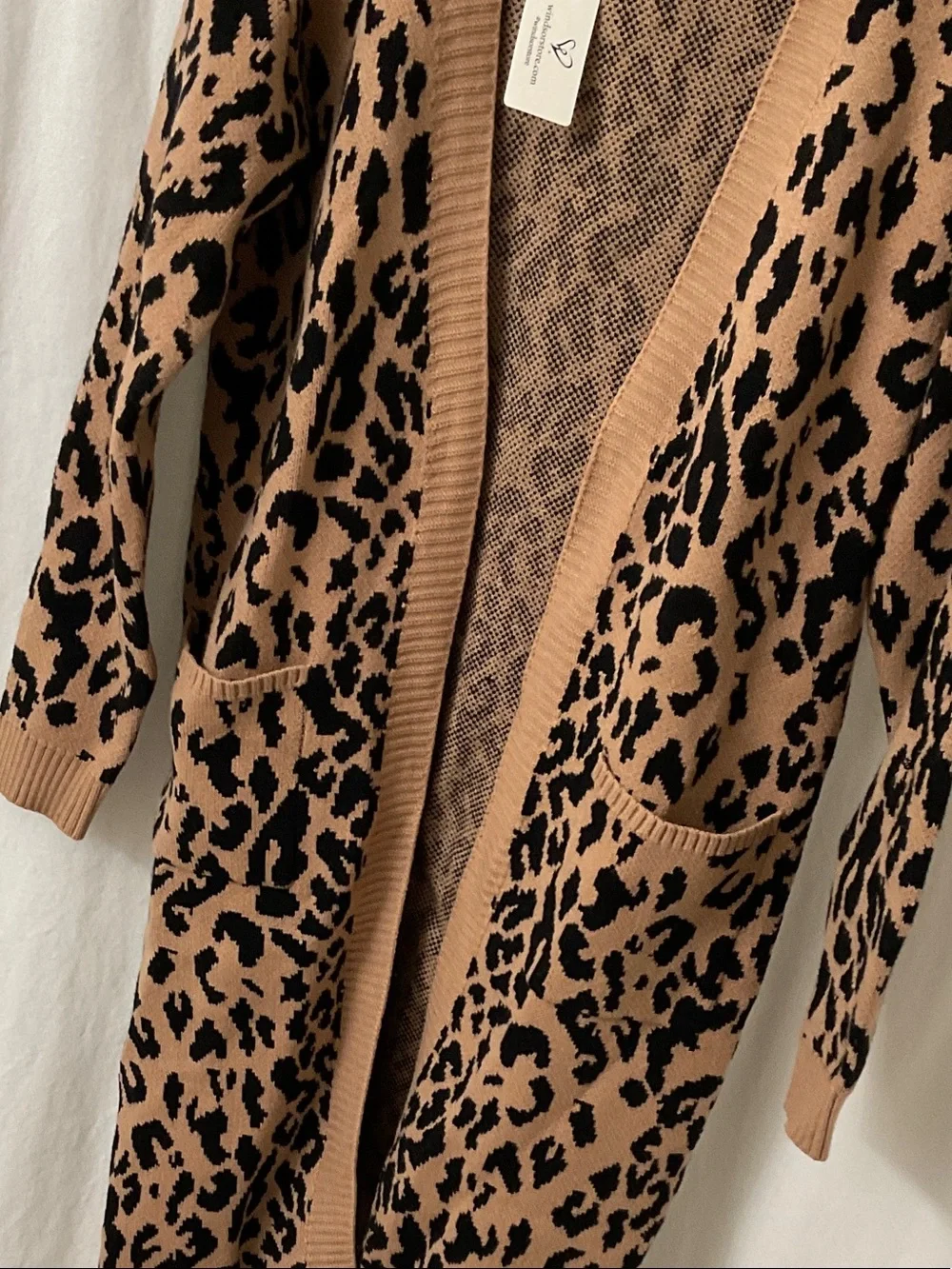 Windsor Leopard-Print Open Front Long Cardigan - Brown/Black